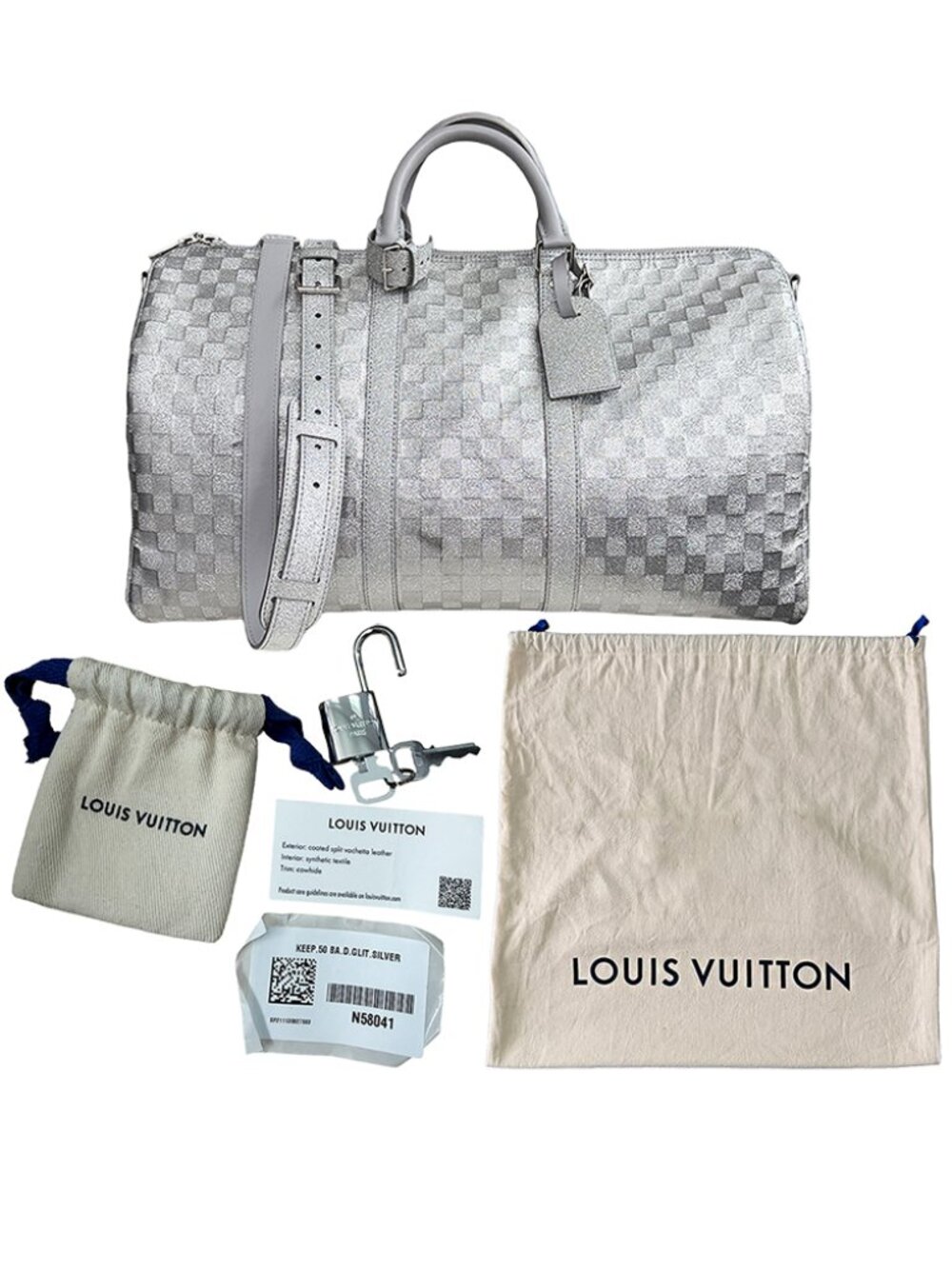 Louis Vuitton Keepall Bandoulière 50 Damier Glitter Silver Printemps Été 2022